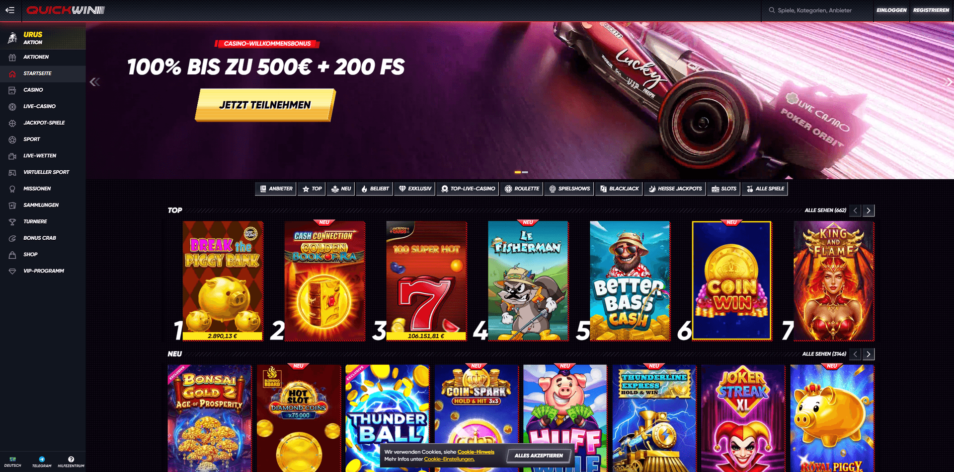 QuickWin Kreditkarten Casino
