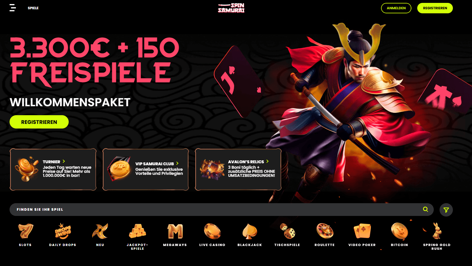 Spin Samurai Kreditkarten Casino
